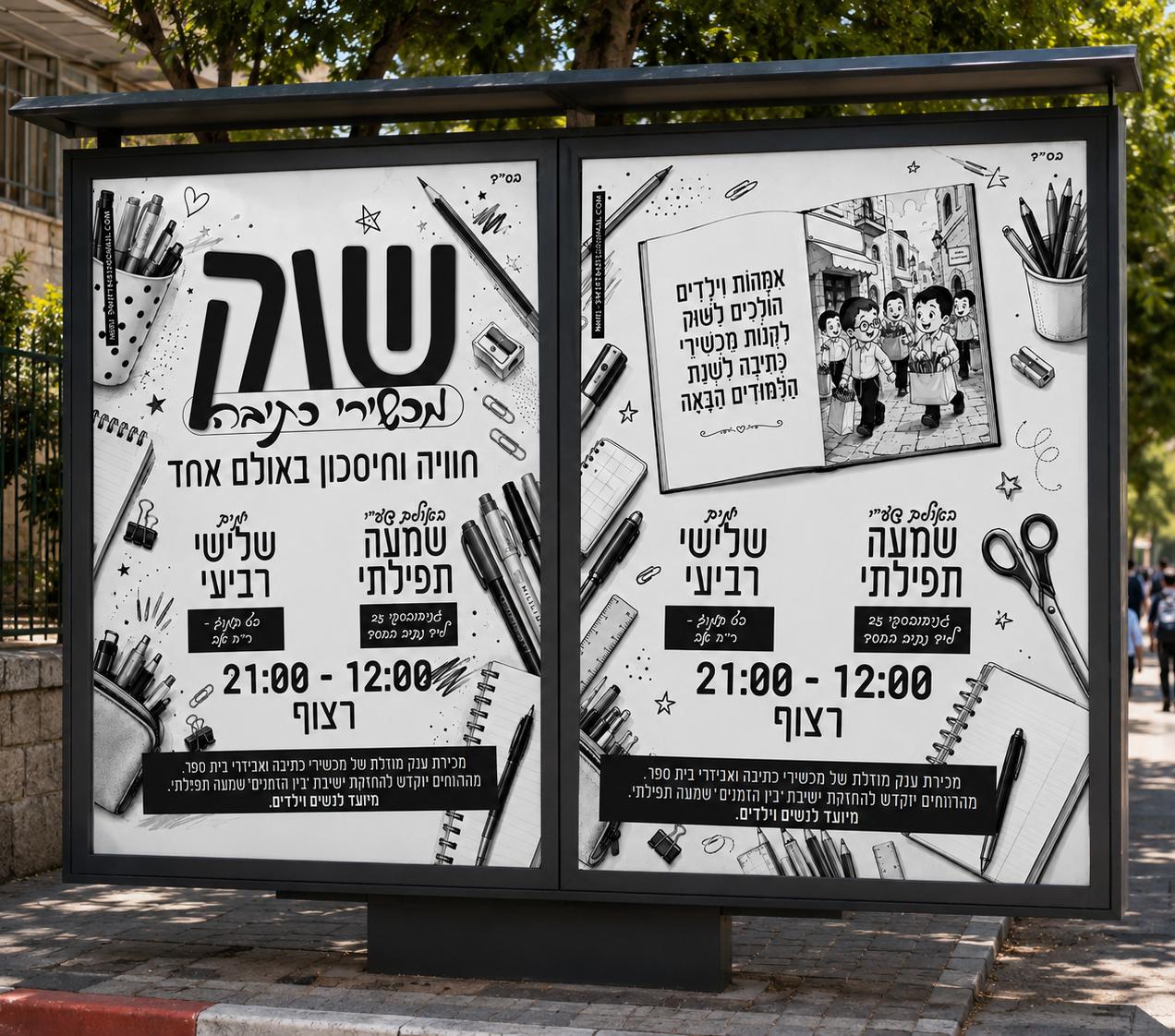 מודעות פרסום למכירת מוצרי לימודים - עיצוב של studio swift